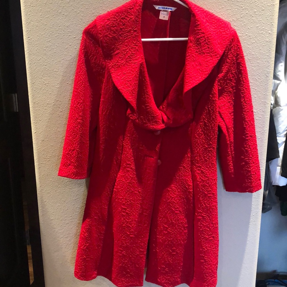 Red long light blazer with pockets